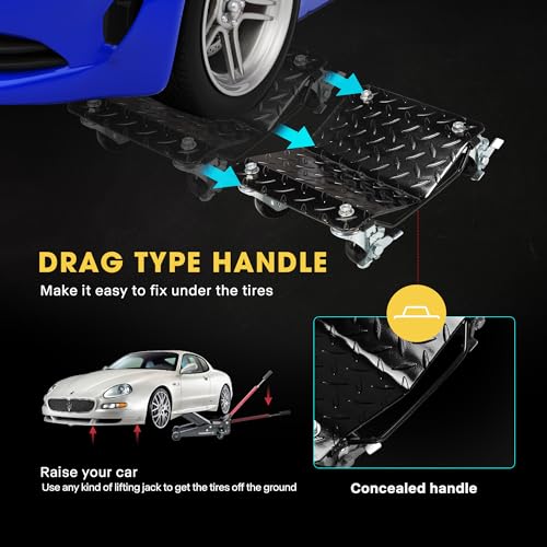 Vivohome VH1305-BK Wheel Dolly Car Skates 2 Pack Heavy Duty Car Tire Dolly 3000 Lbs Moving thumb #4