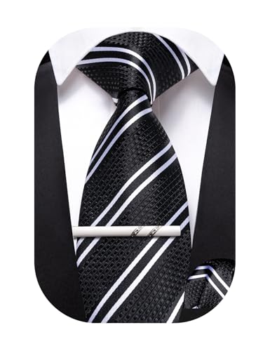 Image of Barry.Wang Boys Ties School Pre-Tied Kids Necktie Handkerchief Clip Set Uniforms Child Ties for 8-14 Years Wedding Party