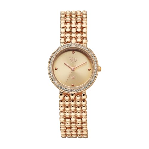 Image of Fastrack Vyb Iconique Quartz Analog with Light Peach Dial Rose Gold Strap Watch for Women - FV60111WM01W
