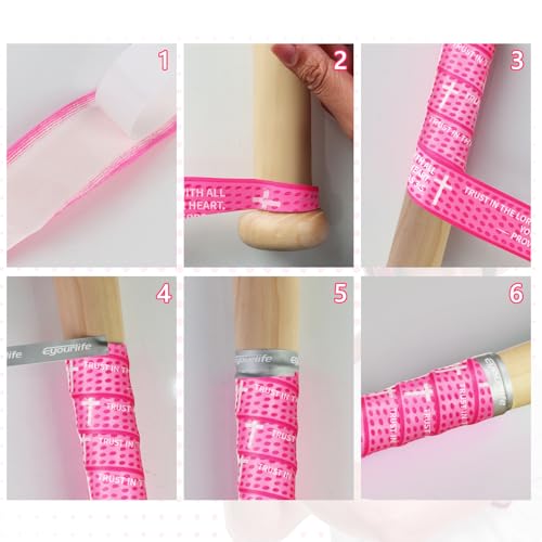 Eyourlife 2 Pack Baseball Bat Grip Bat Wraps for Baseball Lifestyle Softball Gifts Tapes Pro Feel Non-Slip Elite Batting Grip Tape for Bats Players Pink Proverbs 3：5 — view 5