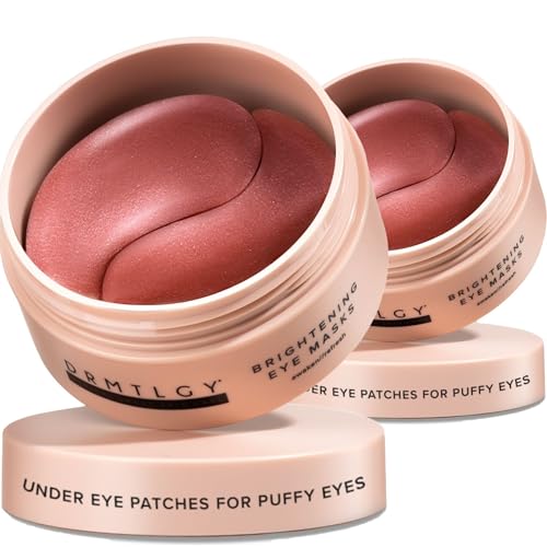 DRMTLGY Brightening Eye Masks Biodegradable Hydrogel Under Eye Patches with Caffeine Peptides Hyaluronic Acid & Niacinamide Depuff Hydrate & Smooth Dark Circles 2 Pack (60 Count Each)