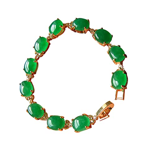 Bracelet en jade émeraude incrustée pour femme, bijou boho raffiné