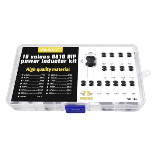 15Values 75 Pcs 0810 I-Shape Power Inductor Kits 8mm*10mm 2.2uH 3.3uH 4.7uH 10uH 22uH 33uH 47uH 100uH 220uH 330uH 470uH 1mH 3.3mH 4.7mH 10mH Radial Power Choke Inductors