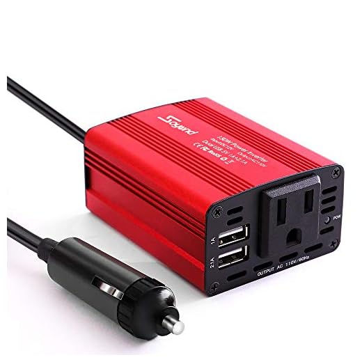 soyond 1 Red 150W Car Power Inverter DC 12V to 110V AC Converter 3.1A Dual USB Charger