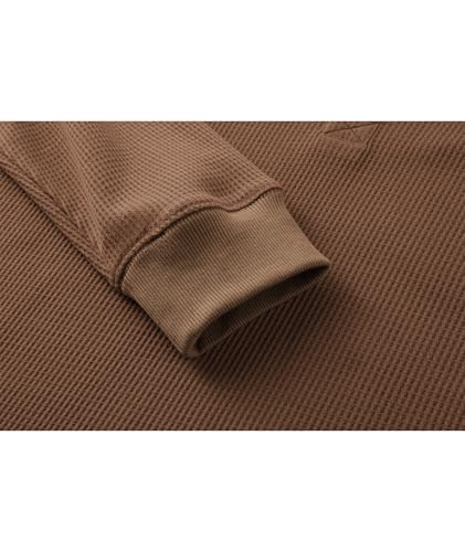 zitysport Hommes Manches Longues Henley Shirts Hommes Casual Gaufre Thermique Chemise Loisir 3 Boutons Classique T-Shirt Hommes avec Poche – vue 5