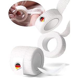 Mix 5x Zehenbinde je 1×1.5 3×2.5 1x 4cm selbsthaftende Binde zum Zeh verbinden, fixieren, elastisch, kohäsiv, Rinki Schnellverband