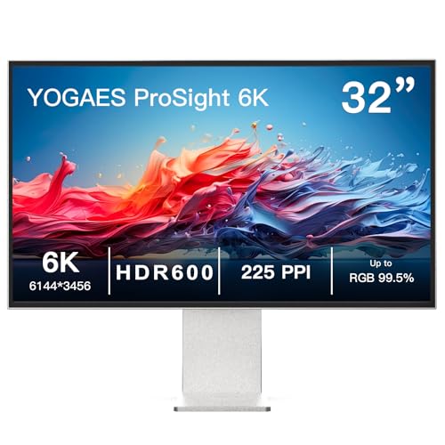 AtomFun Monitor 6K, Pantalla IPS 6K de 32 Pulgadas (6144 × 3456), YOGAES ProSight, Cuerpo y Base de aleación de Aluminio, HDR 600, 450 CD/m², Altura Ajustable,2000:1