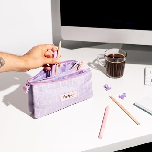 Image of Grupo Erik 3 Compartments Pencil Case - Triple Pocket, Large Cosmetic Case for Kids, Pusheen Design