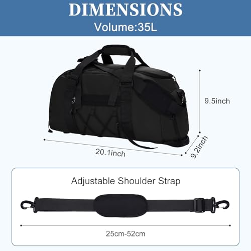 شنطة رياضة أزوني مع جيب للأحذية وجيب للملابس المبللة، شنطة دفل 3 في 1 للسفر، اليوغا، الرياضة، اللياقة البدنية، وممارسة التمارين، شنطة نهاية الأسبوع الكبيرة السعة للنساء والرجال