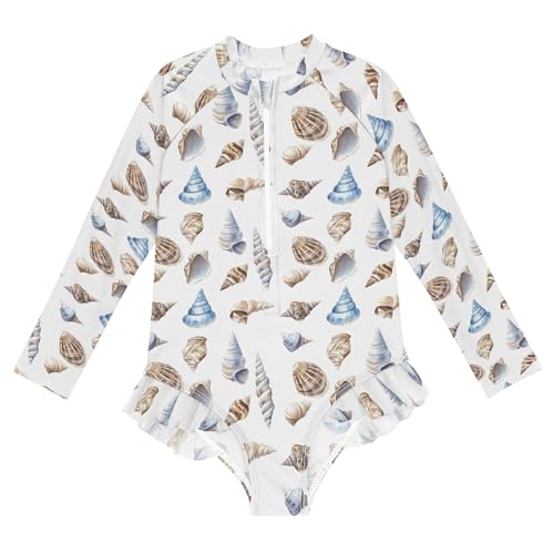 Conch Girls Long Sleeve Rashguard Swimsuit UV Protection One-Piece Swimwear Bathing Suit B0403825
