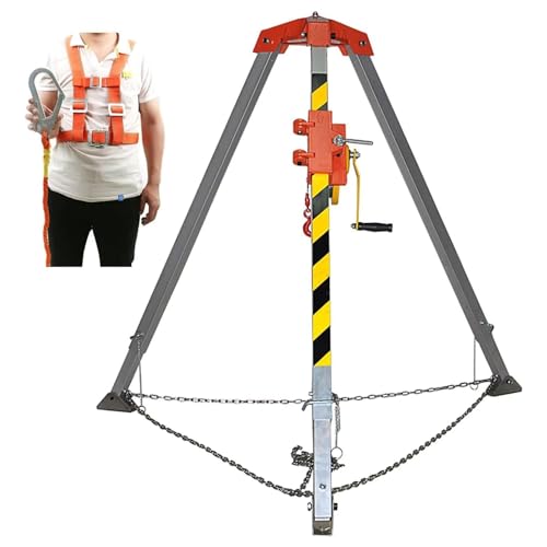 Confined Space Aluminum Tripod, Rope Rescue Tripod with Self-Lock Device 1200lbs/ 1800lbs/ 2600lbs Winch, Safety Fire Rescue Tools Derrick Crane for Manhole/ Tunneling/ Cable Trench ( Color : 1200lbs