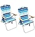 Tommy Bahama Hi-Boy 17" Seat Height 4-Position Lace-Up Suspension Folding Backpack Beach Chair, 2-Pack, Logo Stripe
