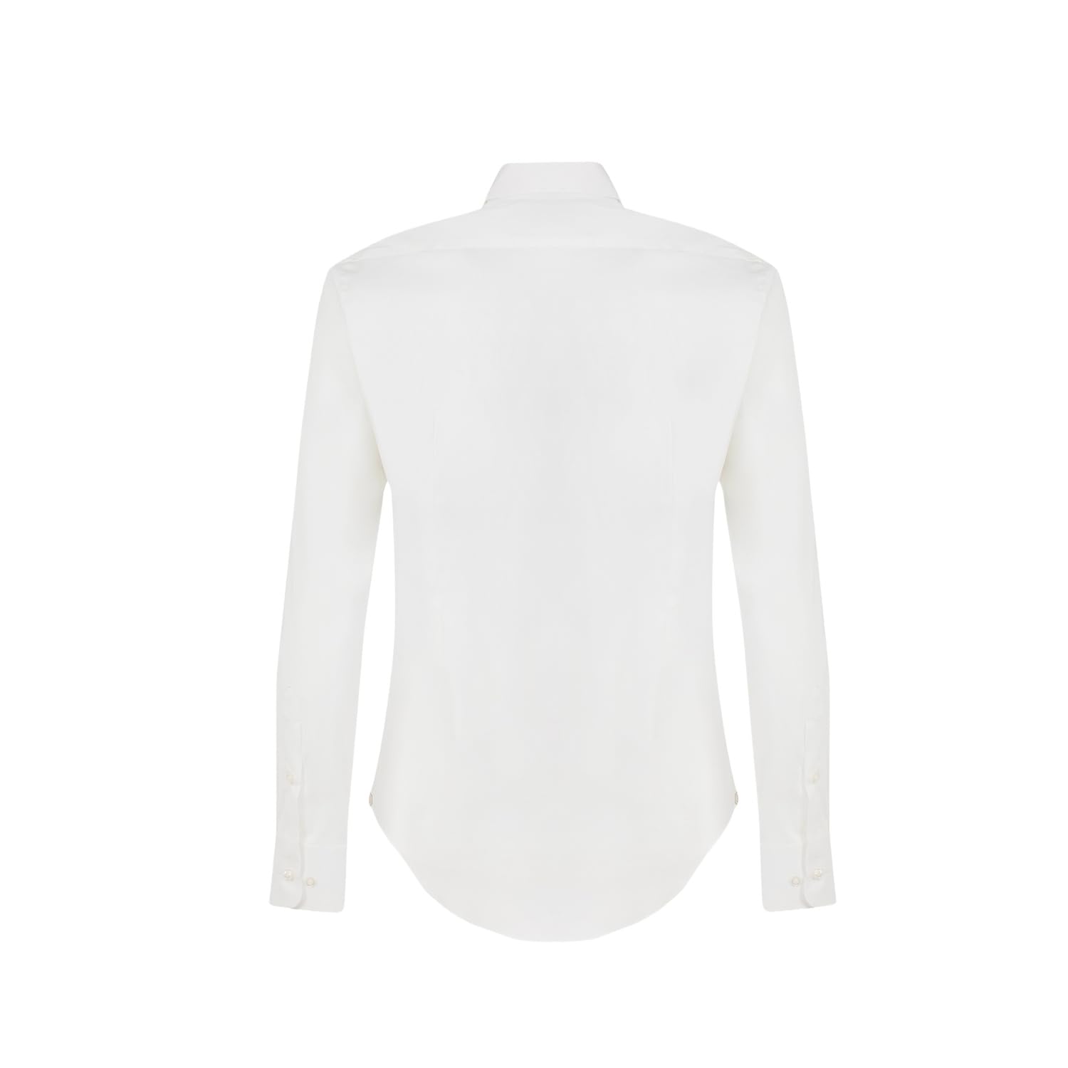 Bottega del Sarto Camicia Bianca Super Slim Fit in Popeline di Cotone Elasticizzato con Collo Francese Sartoriale