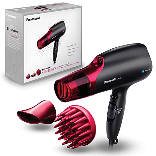 Panasonic Nanoe Hair Dryer, 1875 Watt Professional Blow Dryer For Smooth, Shiny Hair With 3 Attachments Quick Dry Nozzle, Diffuser And Concentrator Nozzle – Eh-Na65-K (Black/Pink), Black #TOP7