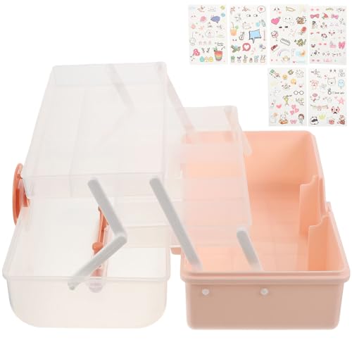 POPETPOP Caja Organizadora para Accesorios de Cabello para Gran Capacidad con Tapa Transparente Multiusos para Joyería Clips y Coleteros Decorativa para Escritorio Color Rosa
