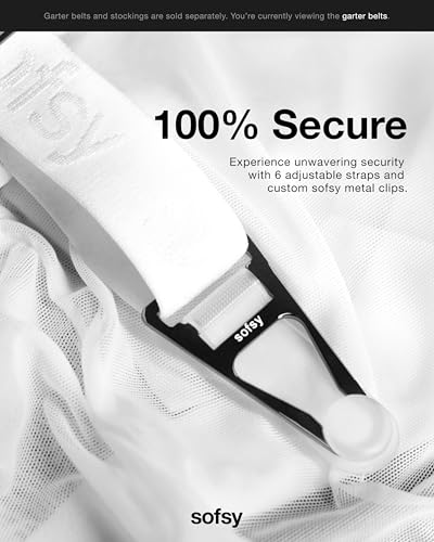 Image of sofsy Premium High-Waist Mesh Garter Belt | 6-Strap Suspender Lingerie for Women's Thigh High Stockings with Metal Clips