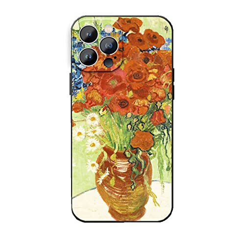 MURLEBAY for iPhone 14 Pro Flower Case, Red Poppies and Daisies by Vincent Van Gogh Red Flower Phone Case, Soft TPU Slim Phone Cover for iPhone 14 Pro