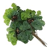 Fruta de roble de imitación con racimos de hojas para decoración de pared de plástico, estilo multicolor para uso en interiores y exteriores (verde)