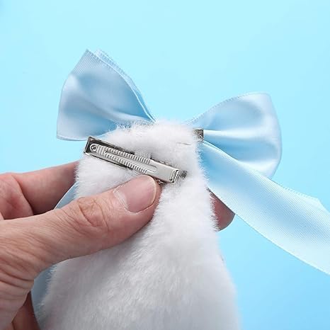 Par de pinzas para el cabello con orejas de conejo azul miniatura 5