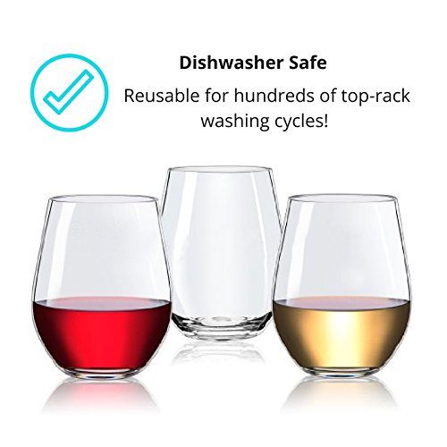 BONDII Unbreakable Stemless Wine Glasses (Set of 4) 20 oz Shatterproof Tritan Plastic Wine