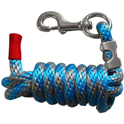 Roczential Horse Lead Rope Pet Lead Rope Braided Horse Dog Leashes Heavy Duty Traction Rope with Alloy Hook for Horses, Large Dogs, Donkeys, Ponies (BlueGray)