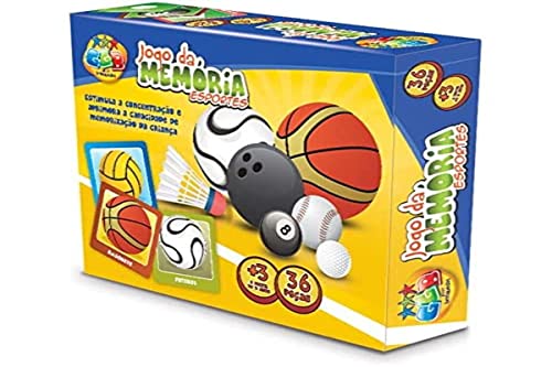 GGB Plast Jogo Da Memória Esportes 36 Peças Educativo Infantil, Multicor