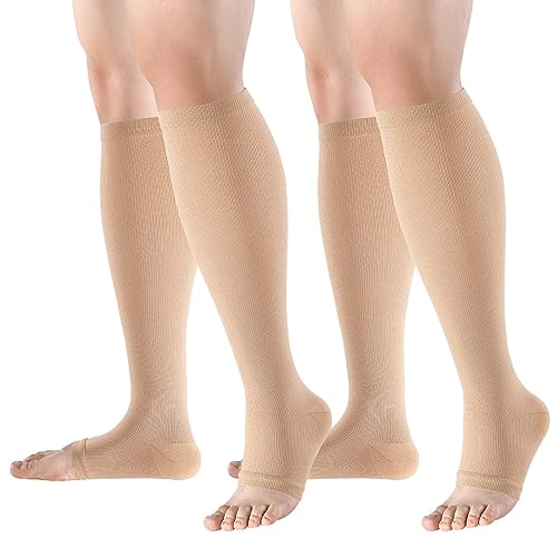 Image of bropite 2 /3 Pairs Open Toe Compression Socks for Women, Support for Travel, Nurse&Swelling