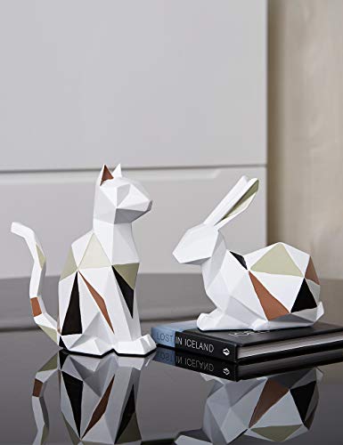 Haucoze Sculpture Rabbit Statue Decor Geometric Bunny Polyresin Home Arts 6.1 Inch #TOP6