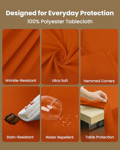 Utopia Kitchen Polyester Tischdecke 152x259 cm (2er-Pack, Orange) Maschinenwaschbare Tischdecke Ideal für Partys, Veranstaltungen… – Ansicht 3