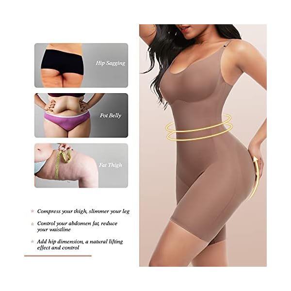 FeelinGirl-Womens-Seamless-Shapewear-Tummy-Control-Body-Shaper-Comfortable-for-Woemn-Under-Dress FeelinGirl Faja Shapewear Firm Control Butt Lifter Body Shaper Waist Shaper Bodysuit for Women Beige L
