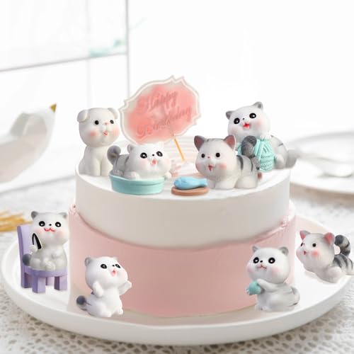 11Pcs Cute Cat Figure Ornaments,Cat Toys Set Mini Resin Cats Cake Topper Decoration Lovely Animal Figurines for Cake,Desk,Micro Landscape Ornament,DIY Fairy Garden,Dollhouse Home Decor - Image 3