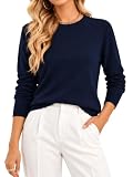 QUALFORT Women's 100% Cotton Sweater Lightweight Long Sleeve Pullover