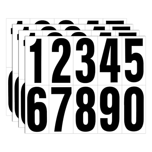 Reflective Number Stickers, 4 Sets 2 Inch Vinyl Waterproof Black Mailbox Numbers for Outside, Strong Self-Adhesive House Numbers Decals for Mailbox Door Signs Trucks