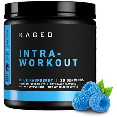 Kaged Intra-Workout Powder In-Kaged BCAAs, L-Citrulline & Beta-Alanine For Endurance 124mg Organic PurCaf Caffeine Coconut Water Powder 20 Servings Blue Raspberry