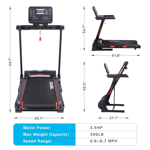 Image of Treadmills with Incline for Home with Screen, Foldable Walking Treadmill with Heart Sensor,Under Desk Treadmill 3.5 HP Quiet Brushless,48 * 18 inch Running Area,with Bluetooth /App Audio Speakers