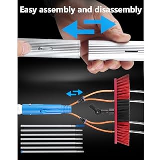 Brosse de nettoyage pour panneaux solaires 6 m - Outil rotatif en alliage d'aluminium pour un entretien efficace des panneaux solaires de toiture et de parement de maison - Tête de brosse de 54 cm