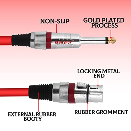 Image of Mic Cable 6.35mm Jack Male To XLR 3PIN Female Cord Wire For Microphone /Guitar Cable 20 Meter.Red,1pc pack. (20 Meter /65.6 Feet) Red Cable