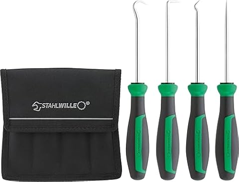 STAHLWILLE 13000/4 zestaw narzędzi z haczykami, 4-częściowy, uniwersalne zastosowanie, w tekstylnej torbie l Made in Germany