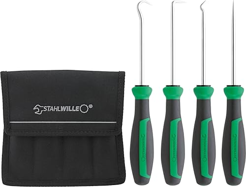 STAHLWILLE Hakenwerkzeug Set 155 mm 4-tlg. | universell einsetzbar u.a. für Dichtungen | in Textiltasche