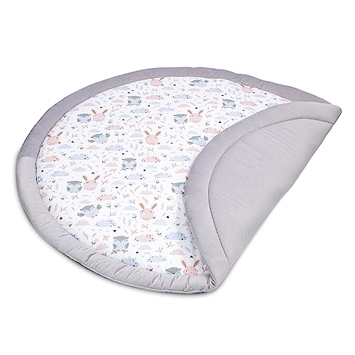 Vloerkussen kinderen 100 cm - gezellige hoek kinderkamer vloermatras rond kruipdeken voor baby gewatteerde uilen - Afbeelding 3