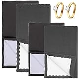 WUSJCOF 4 piezas paños de limpieza de plata para joyas, reutilizables gamuza limpia plata, limpiar plata, paño de limpieza de plata para cobre, oro, plati, plata esterlina, plata