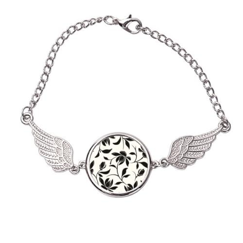 Bracelet fleurs de vigne symbolique ailes d'ange en métal M, cadeau idéal