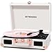 Tourne-disque vinyle avec haut-parleurs intégrés, tourne-disque vintage 3 vitesses, Bluetooth, portable, en forme de valise, platine à entraînement par courroie, lecteur LP, prend en charge la sortie
