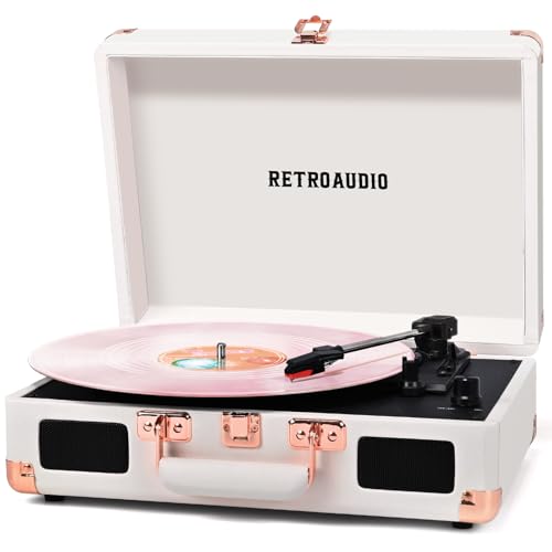 Vinyl Record Player with Built-in Speakers 3-Speed Vintage Record Player Bluetooth Portable Suitcase...