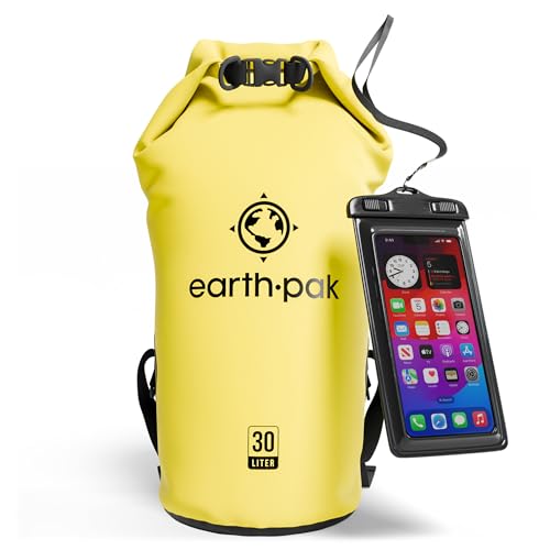 Image of Earth Pak Waterproof Dry Bag - Roll Top Waterproof Backpack Sack Keeps Gear Dry for Kayak with Waterproof Phone Case