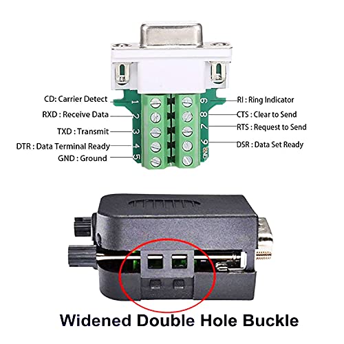 Dafurui（4Pcs-Female） Db9 Female Connector，Db9 Breakout Connector Solderless Rs232 D-Sub Db9 Female Terminal Block With Case Long Bolts Tail Pipe #TOP3