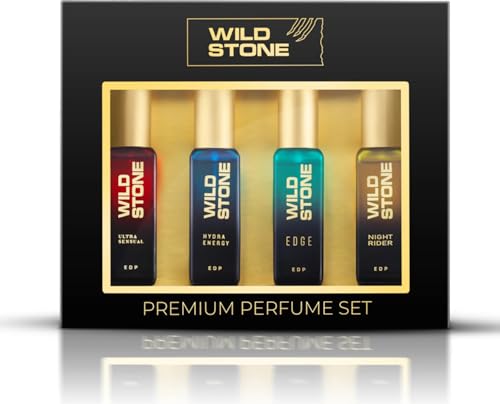 Wild Stone Ultra Sensual, Hydra Energy, Edge and Night Rider Premium Perfume Gift Set for Men, (20ml each) l Luxury Perfume for Men l Long-Lasting Fragrances Gift Set l EDP Parfum for Man