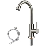 Cold Water Only Kitchen Faucet Brushed Nickel Single Handle 1 Hole 360 Degree Swivel Spout Deck Moun