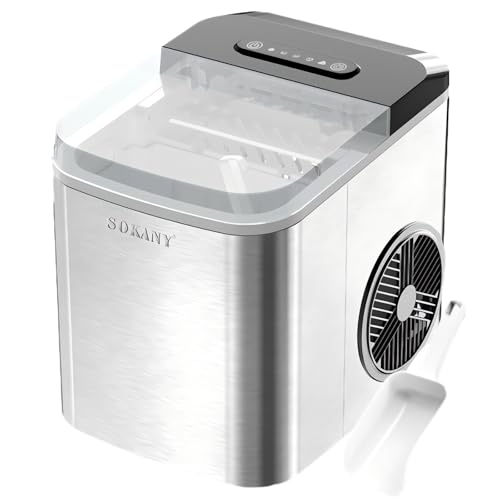 Ice Maker Countertop, Ready 9 Cubes in 6 Mins, 26 lbs Per Day, Portable Ice Machine with Ice Scoop & Basket, Self-Cleaning Ice Makers for Home/Party/RV/Camping, Silver (AU Plug)