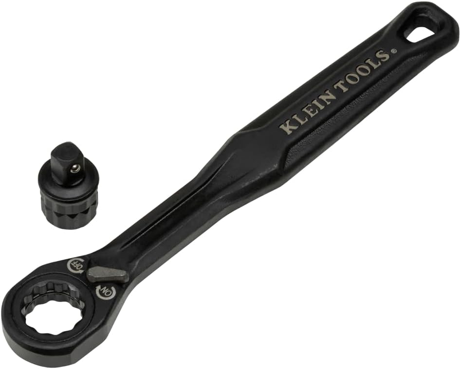 KLEIN TOOLS 65301ADP KNECT (S) Pass Through Ratchet and 1/4-Inch Socket Adapter Set, Compact and Comfortable Hand Tool, Backwards Compatible with 1/4-Inch Square Drive Sockets